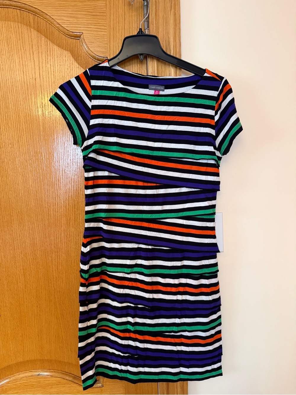 Vince Camuto Multicolor Striped Short Sleeve Mini Dress